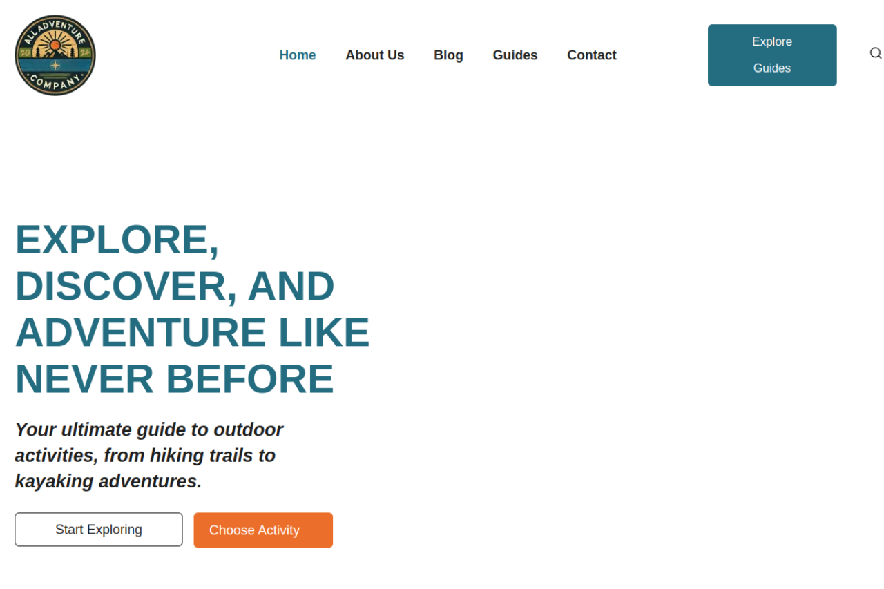 All Adventure Company website built by Cortex Creations