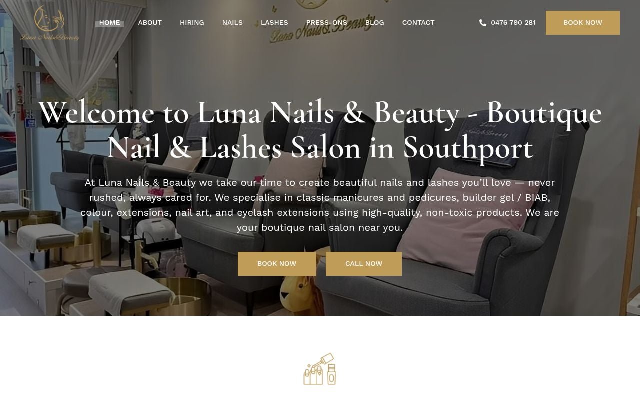 Luna Nails & Beauty website built by Cortex Creations