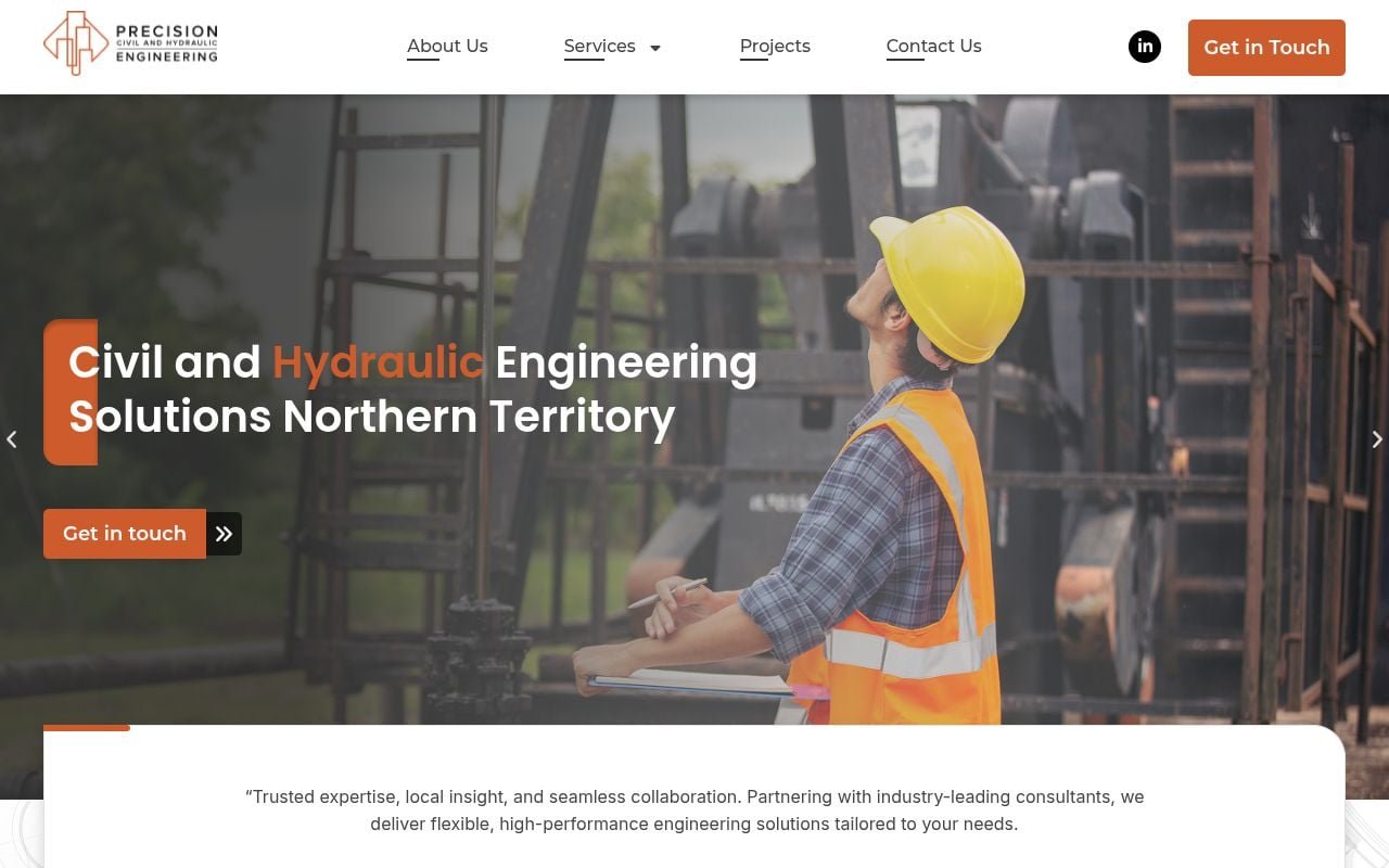 Precision Civil Hydraulic Engineering website built by Cortex Creations