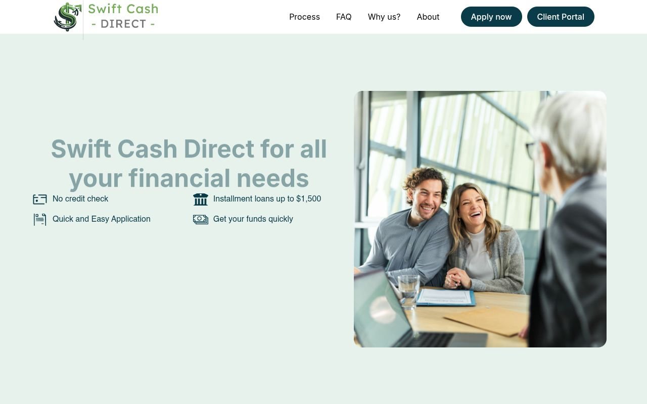 Swift Cash Direct website built by Cortex Creations