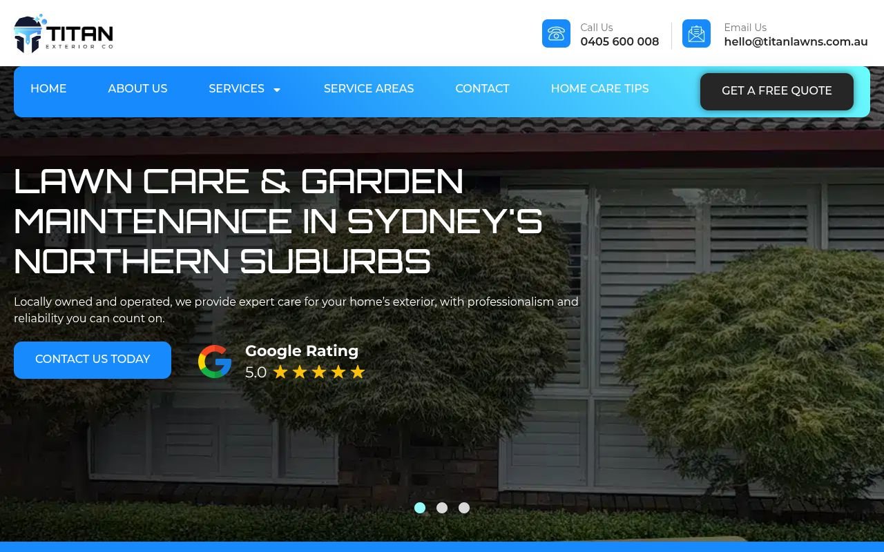 Titan Exteriors website built by Cortex Creations